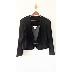 Vintage Laura Winston Black Velvet Bolero Blazer M Old Money Classic Romantic